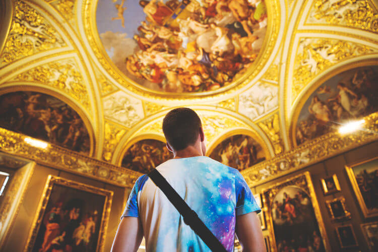 Man admiring a ceiling