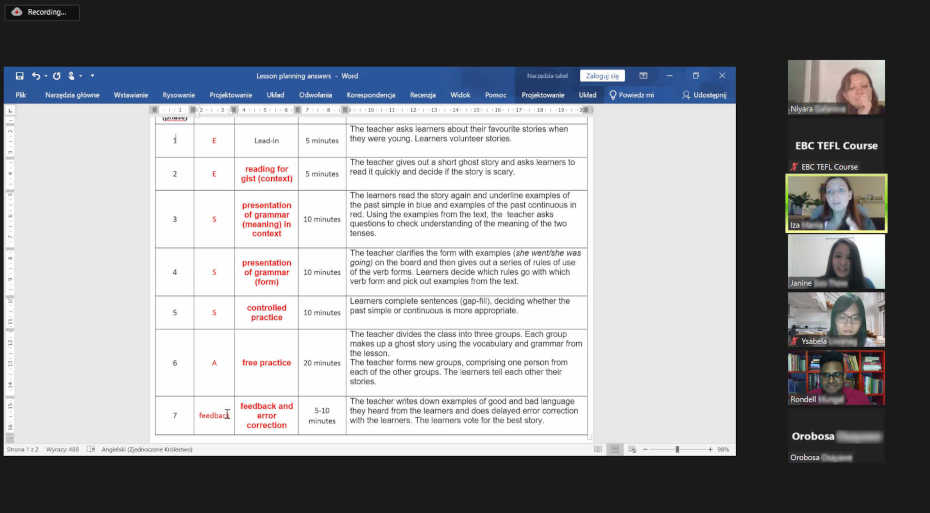 Learning how to teach English online