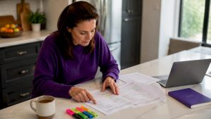 Woman reviewing TEFL moderation documents